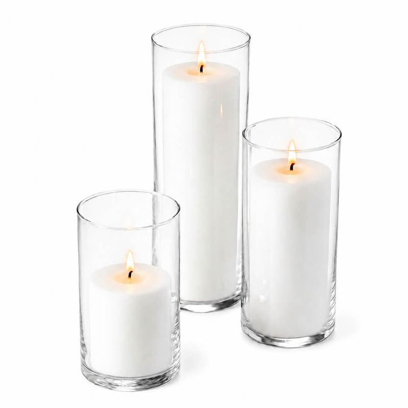 Eastland Cylinder Pillar Candle Holders 6" , 7.5" & 10.5" Set of 3 - thumbnail number 3