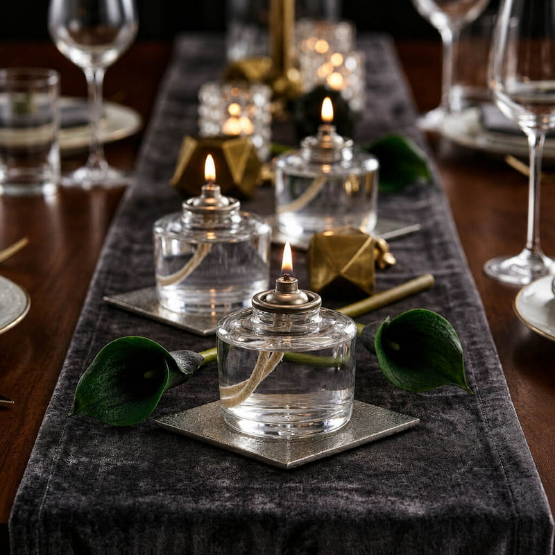 Clear glass liquid paraffin fuel cells with modern table setting - thumbnail number 5