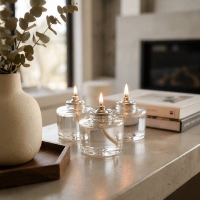 Clear glass liquid paraffin fuel cells with cozy home decor - thumbnail number 6