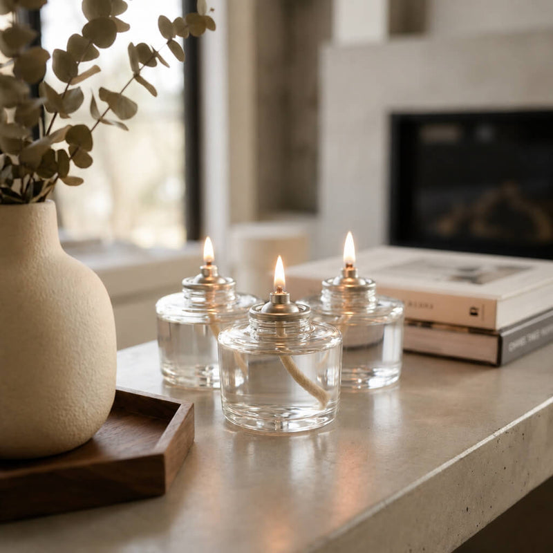 Clear glass liquid paraffin fuel cells with cozy home decor - thumbnail number 6