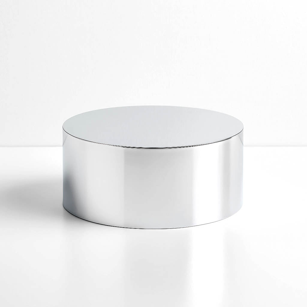 Silver Mirror Finish Acrylic Cake Stand 14" Round – Fillable Display Box Pedestal Riser with Hollow Bottom