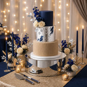 Multi-tier wedding cake on a silver mirror acrylic riser - thumbnail number 2
