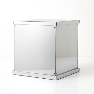 12" Silver Mirrored Acrylic Display Box – Pedestal Riser with Interchangeable Lid and Base