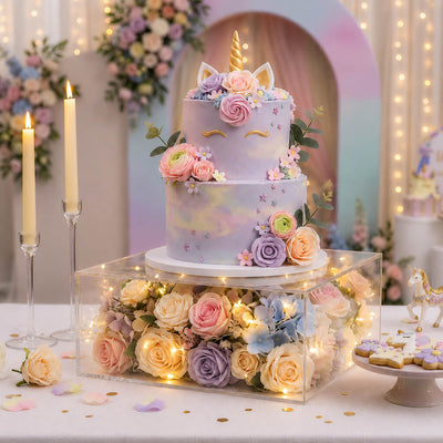 14"x14" Clear Acrylic Cake Box Stand – Transparent Pedestal Riser Display for Desserts and Events - thumbnail number 5