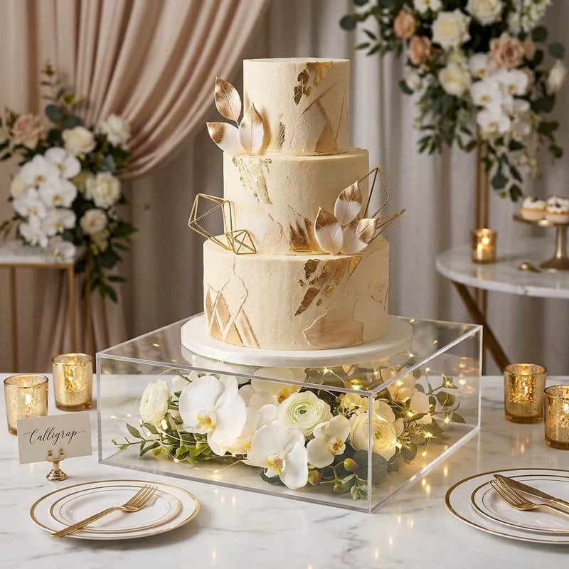 14"x14" Clear Acrylic Cake Box Stand – Transparent Pedestal Riser Display for Desserts and Events - thumbnail number 6