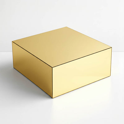 14"x14" Gold Mirror Finish Acrylic Cake Box Stand – Pedestal Riser with Hollow Bottom for Desserts - thumbnail number 1