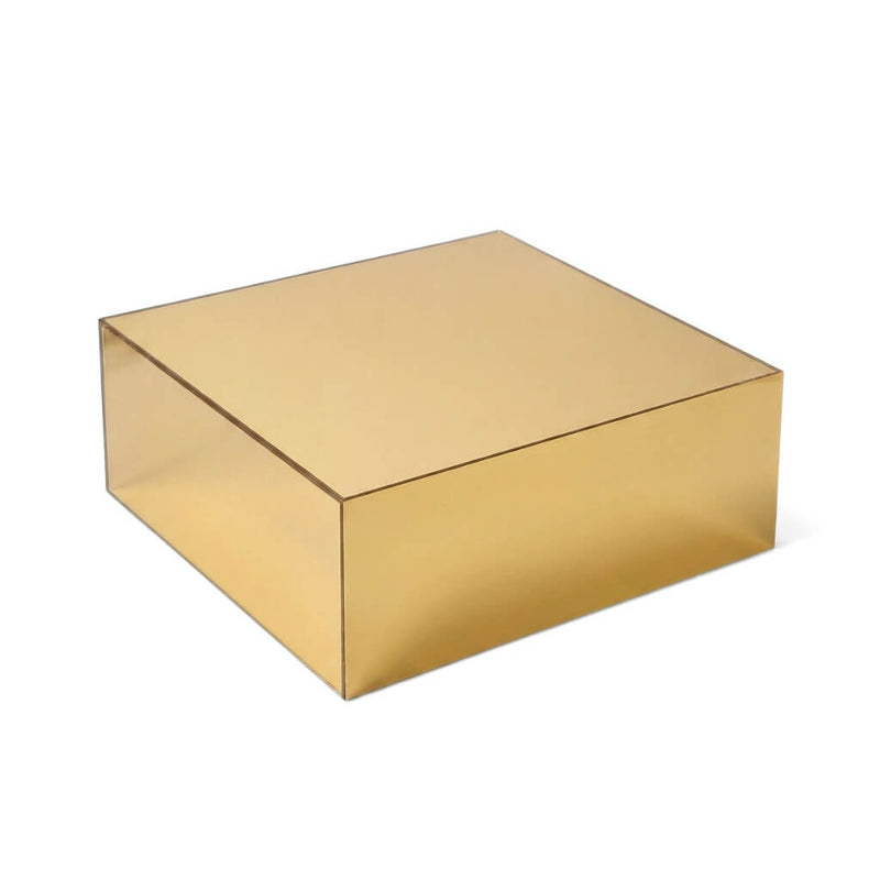 14x14 gold mirror finish acrylic cake box stand pedestal riser - thumbnail number 1
