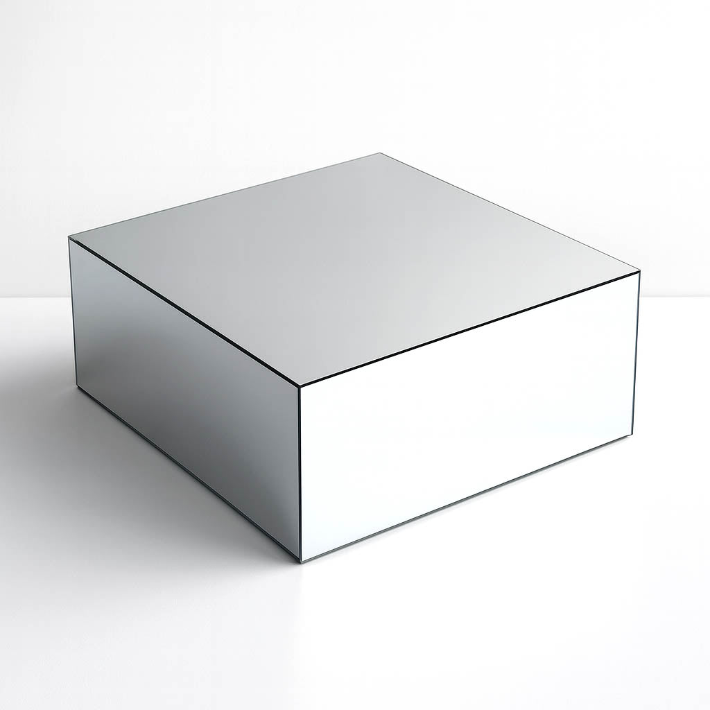 14"x14" Silver Mirror Finish Acrylic Cake Box Stand – Pedestal Riser with Hollow Bottom