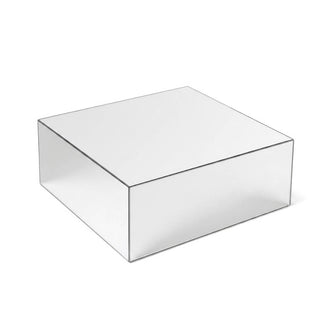 14"x14" Silver Mirror Finish Acrylic Cake Box Stand – Pedestal Riser with Hollow Bottom