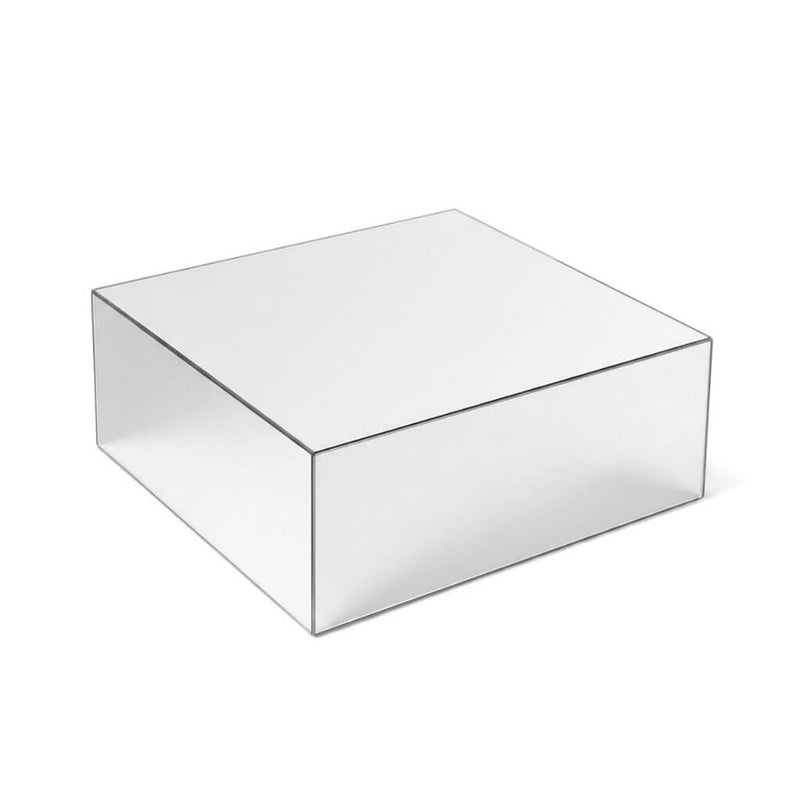 14x14 silver mirror finish acrylic cake box stand pedestal riser - thumbnail number 1