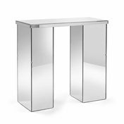 Silver mirrored rectangular pedestal table on white background - thumbnail number 2