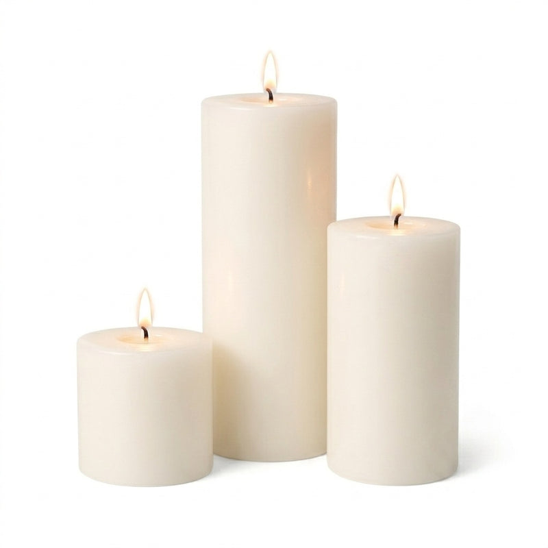 Richland Pillar Candles 3"x3", 3"x6" & 3"x9" Light Ivory Set of 18 - thumbnail number 2