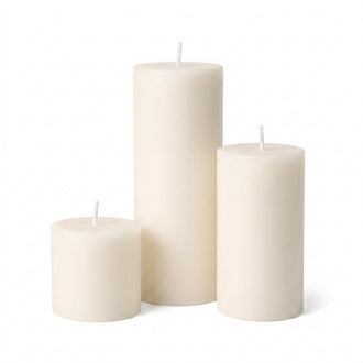 Richland Pillar Candles 3"x3", 3"x6" & 3"x9" Light Ivory Set of 3