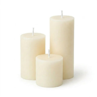 Richland Pillar Candles 4 x4", 4"x6" & 4"x9" Light Ivory Set of 3