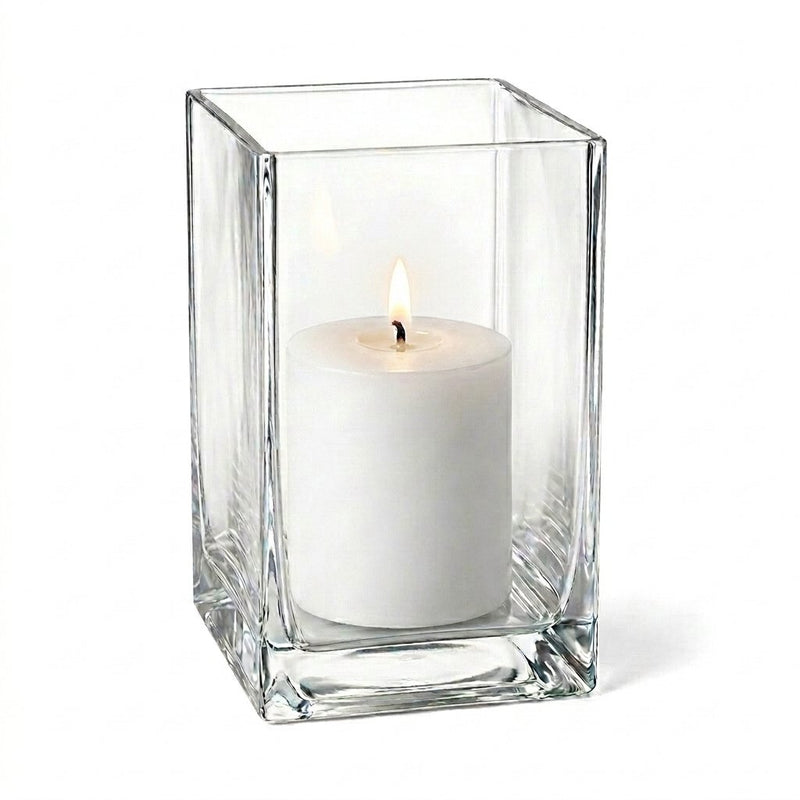 Richland Pillar Candle 3" & Eastland Square Holder 6" Set of 12 - White - thumbnail number 2