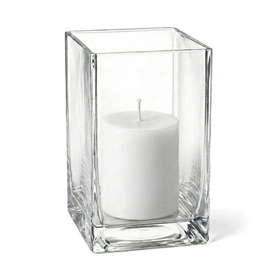 Richland Pillar Candle 3" & Eastland Square Holder 6" Set of 12 - White