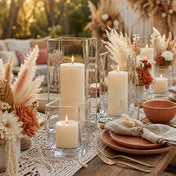 Richland Pillar Candle 9" & Eastland Square Holder 12" Set of 12 - Ivory - thumbnail number 4