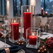 Richland Pillar Candle 3" & Eastland Square Holder 6" Set of 12 - Red - thumbnail number 5