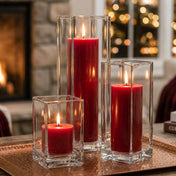 Richland Pillar Candle 3" & Eastland Square Holder 6" Set of 12 - Red - thumbnail number 7
