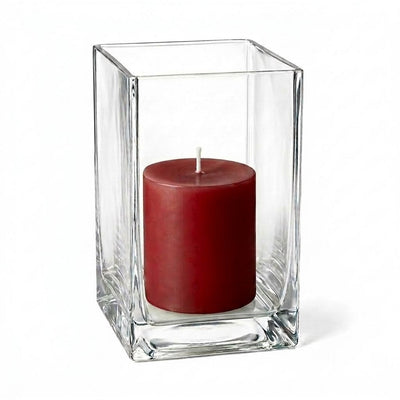 Richland Pillar Candle 3" & Eastland Square Holder 6" Set of 12 - Red
