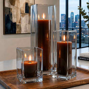 Richland Pillar Candle 3" & Eastland Square Holder 6" Set of 12 - Brown - thumbnail number 7