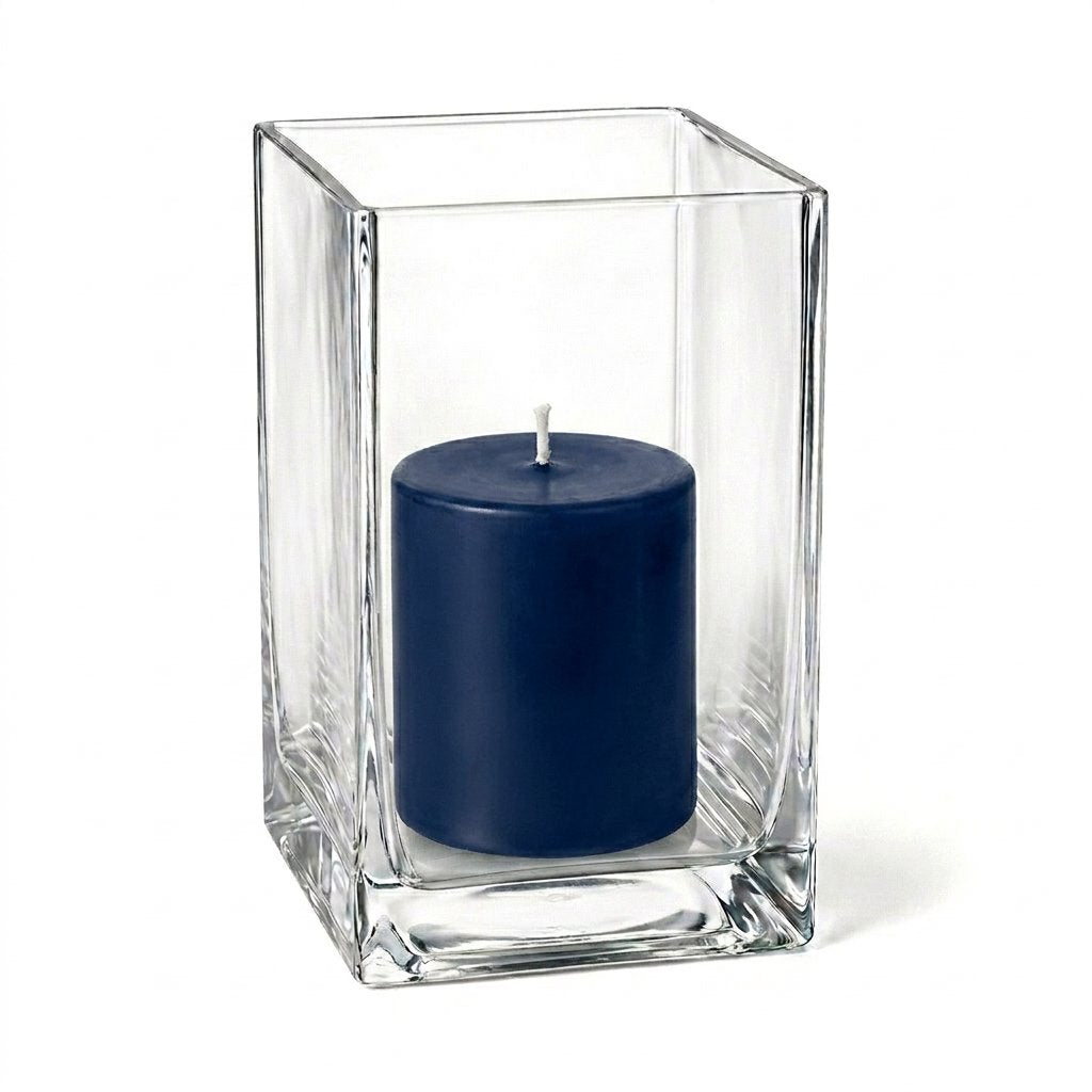 Richland Pillar Candle 3" & Eastland Square Holder 6" Set of 12 (Choose your Color)