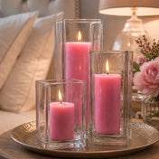 Richland Pillar Candle 3" & Eastland Square Holder 6" Set of 12 - Pink - thumbnail number 6