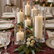 Richland Pillar Candle 3" & Eastland Square Holder 6" Set of 12 - Light Ivory - thumbnail number 3