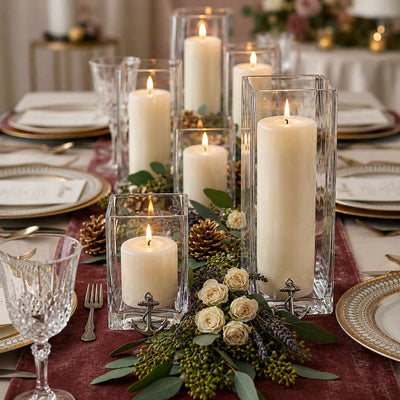 Richland Pillar Candle 3" & Eastland Square Holder 6" Set of 12 - Light Ivory - thumbnail number 3