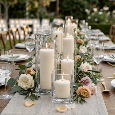 Richland Pillar Candle 3" & Eastland Square Holder 6" Set of 12 - Light Ivory - thumbnail number 4
