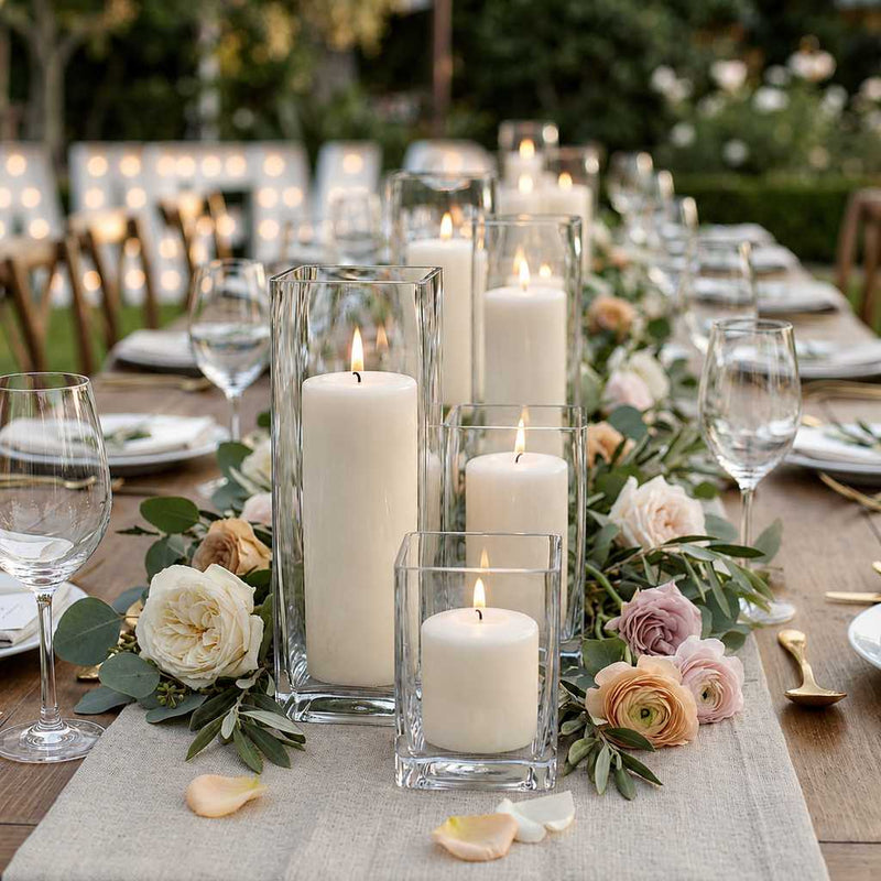 Richland Pillar Candle 3" & Eastland Square Holder 6" Set of 12 - Light Ivory - thumbnail number 4