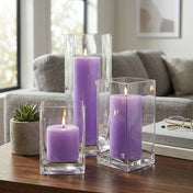 Richland Pillar Candle 9" & Eastland Square Holder 12" Set of 12 - Lavender - thumbnail number 7