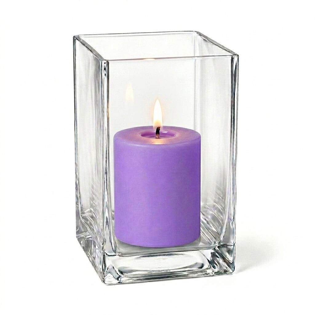 Richland Pillar Candle 3" & Eastland Square Holder 6" Set of 12 (Choose your Color)