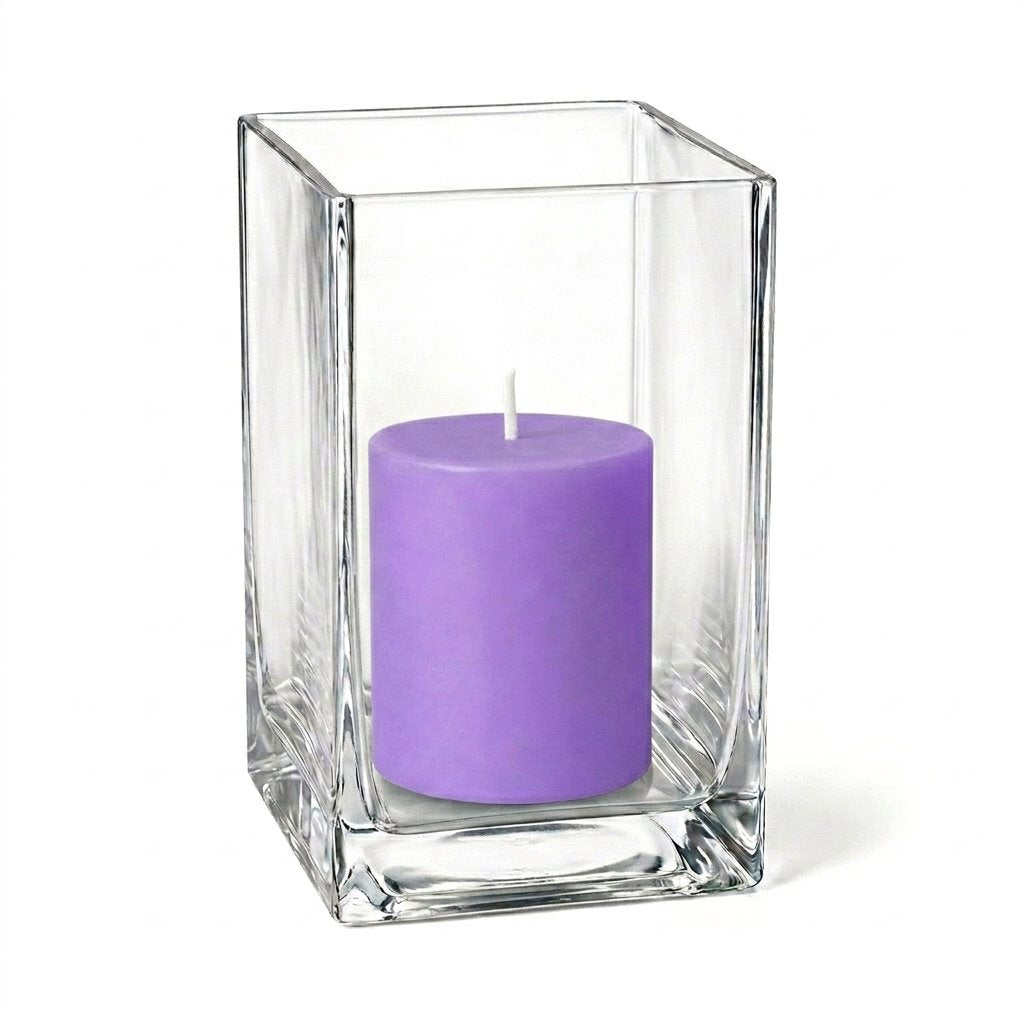 Richland Pillar Candle 3" & Eastland Square Holder 6" Set of 12 (Choose your Color)