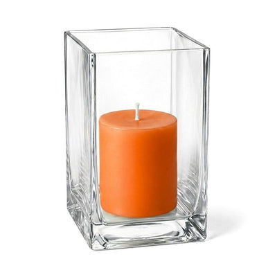 Richland Pillar Candle 3" & Eastland Square Holder 6" Set of 12 - Orange