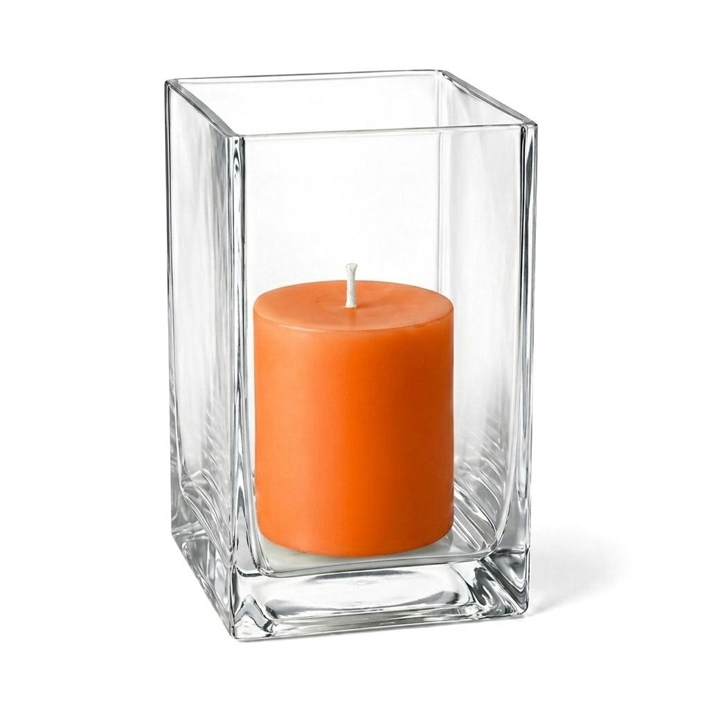 Richland Pillar Candle 3" & Eastland Square Holder 6" Set of 12 (Choose your Color)