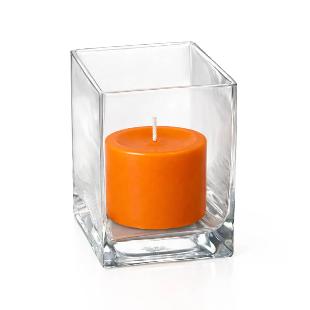 Richland Pillar Candle 3" & Eastland Square Holder 6" Set of 12 (Choose your Color)