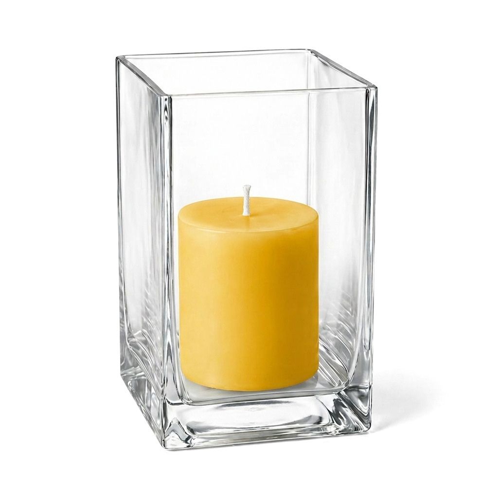 Richland Pillar Candle 3" & Eastland Square Holder 6" Set of 12 (Choose your Color)
