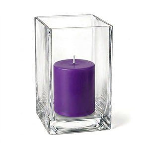 Richland Pillar Candle 3" & Eastland Square Holder 6" Set of 12 (Choose your Color)