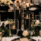 Richland Pillar Candle 9" & Eastland Square Holder 12" Set of 12 - Black - thumbnail number 4