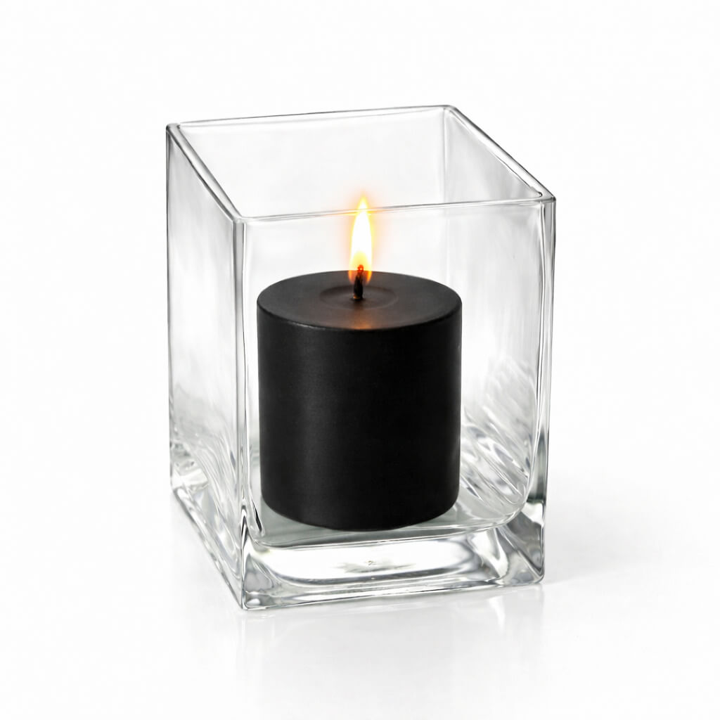 Richland Pillar Candle 3" & Eastland Square Holder 6" Set of 12 (Choose your Color)