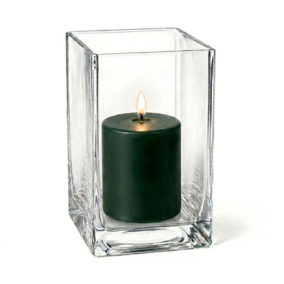 Richland Pillar Candle 3" & Eastland Square Holder 6" Set of 12 - Dark Green - thumbnail number 2