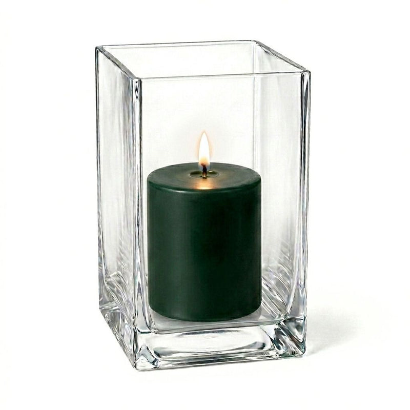 Richland Pillar Candle 3" & Eastland Square Holder 6" Set of 12 - Dark Green - thumbnail number 2