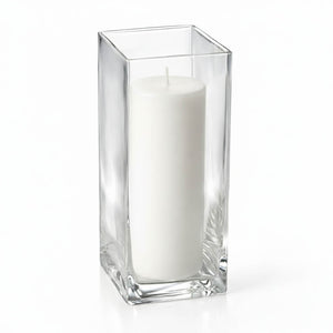 Richland Pillar Candle 9" & Eastland Square Holder 12" Set of 12 (Choose your color)
