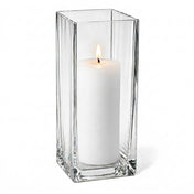 Richland Pillar Candle 9" & Eastland Square Holder 12" Set of 12 - White - thumbnail number 2