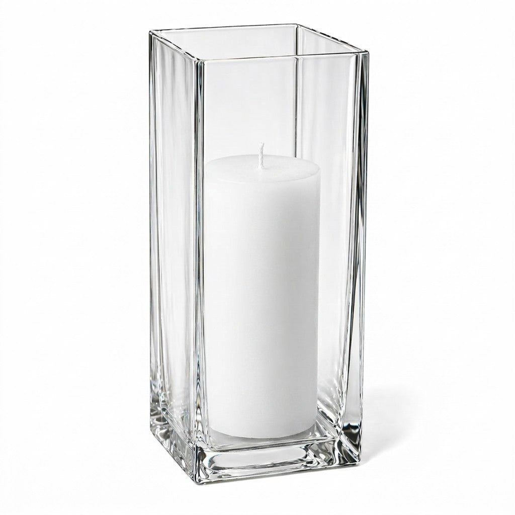 Richland Pillar Candle 9" & Eastland Square Holder 12" Set of 12 (Choose your color)