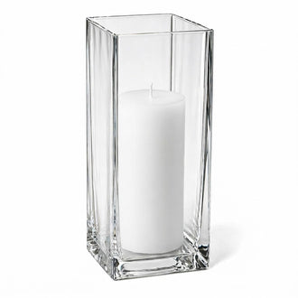 Richland Pillar Candle 9" & Eastland Square Holder 12" Set of 12 - White