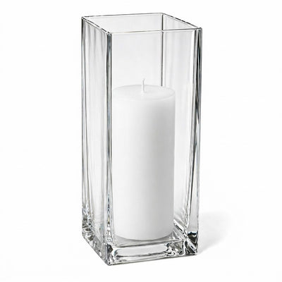 Richland Pillar Candle 9" & Eastland Square Holder 12" Set of 12 - White