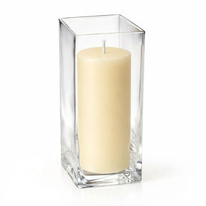 Richland Pillar Candle 9" & Eastland Square Holder 12" Set of 12 (Choose your color)