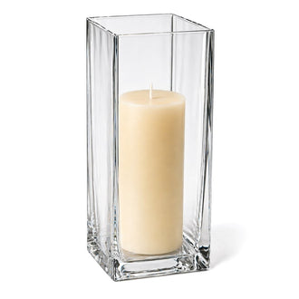 Richland Pillar Candle 9" & Eastland Square Holder 12" Set of 12 - Ivory